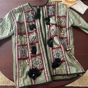Indian inspired 100% silk coat